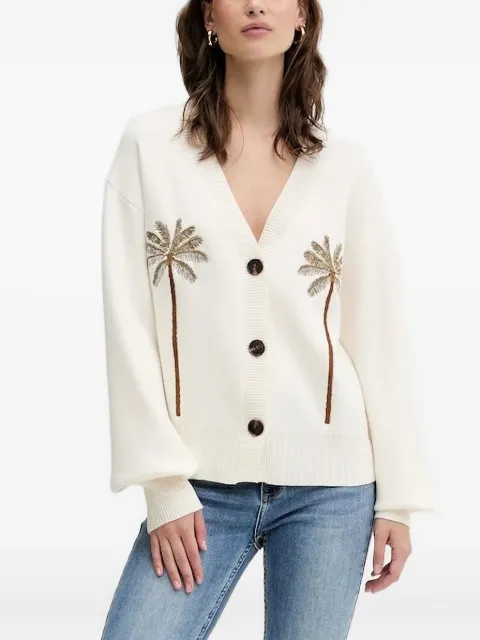 NEVER FULLY DRESSED palm-tree embroidered cardigan