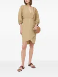 Notes du Nord puff-sleeve v-neck dress - Neutrals