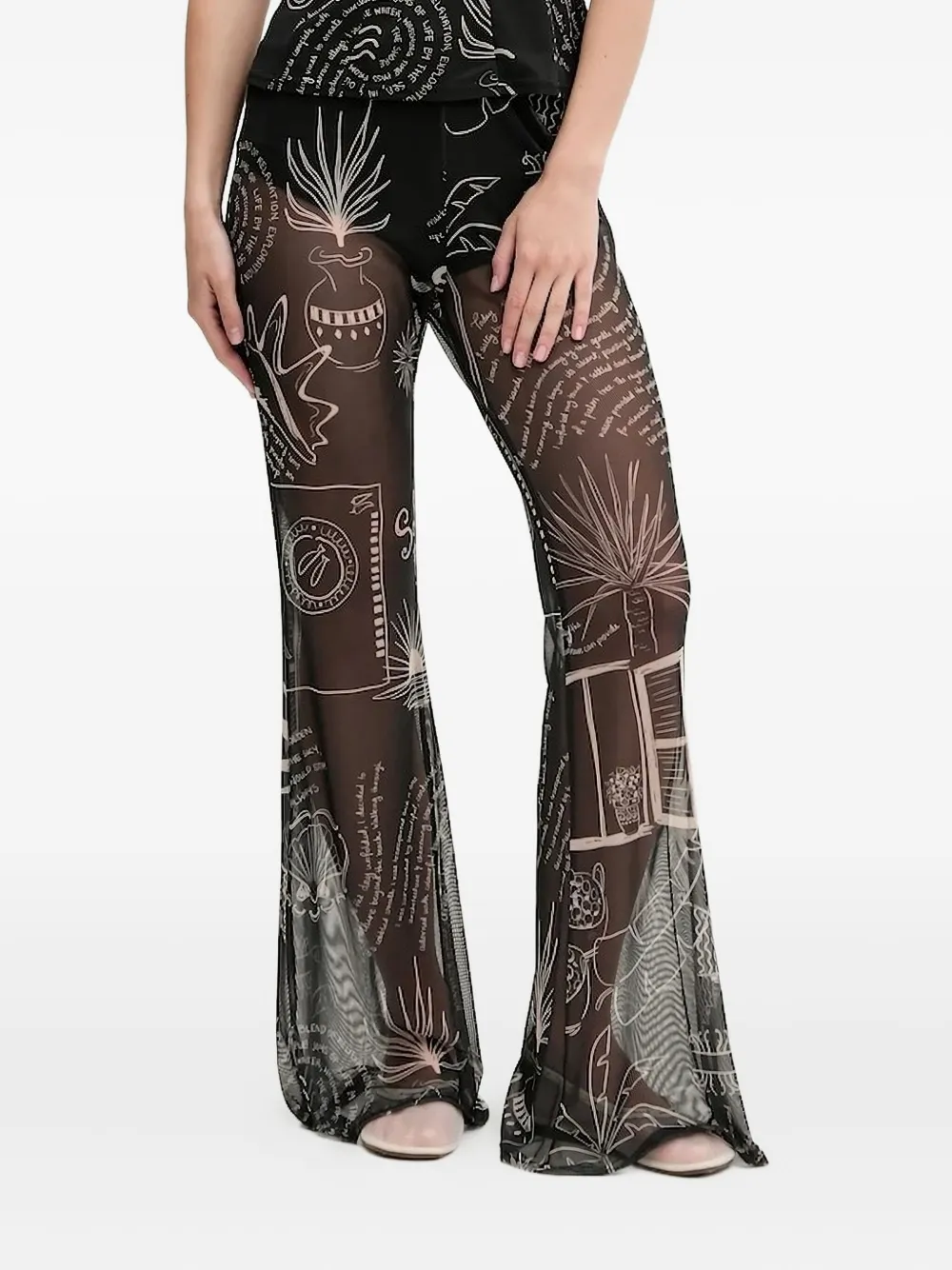 NEVER FULLY DRESSED Calça flare com estampa | Preto | Image 1