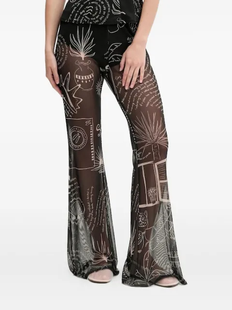 NEVER FULLY DRESSED print flared trousers