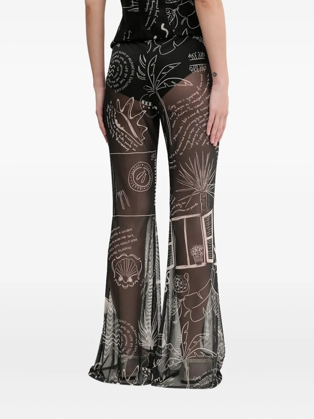 NEVER FULLY DRESSED Flared broek met print - Zwart