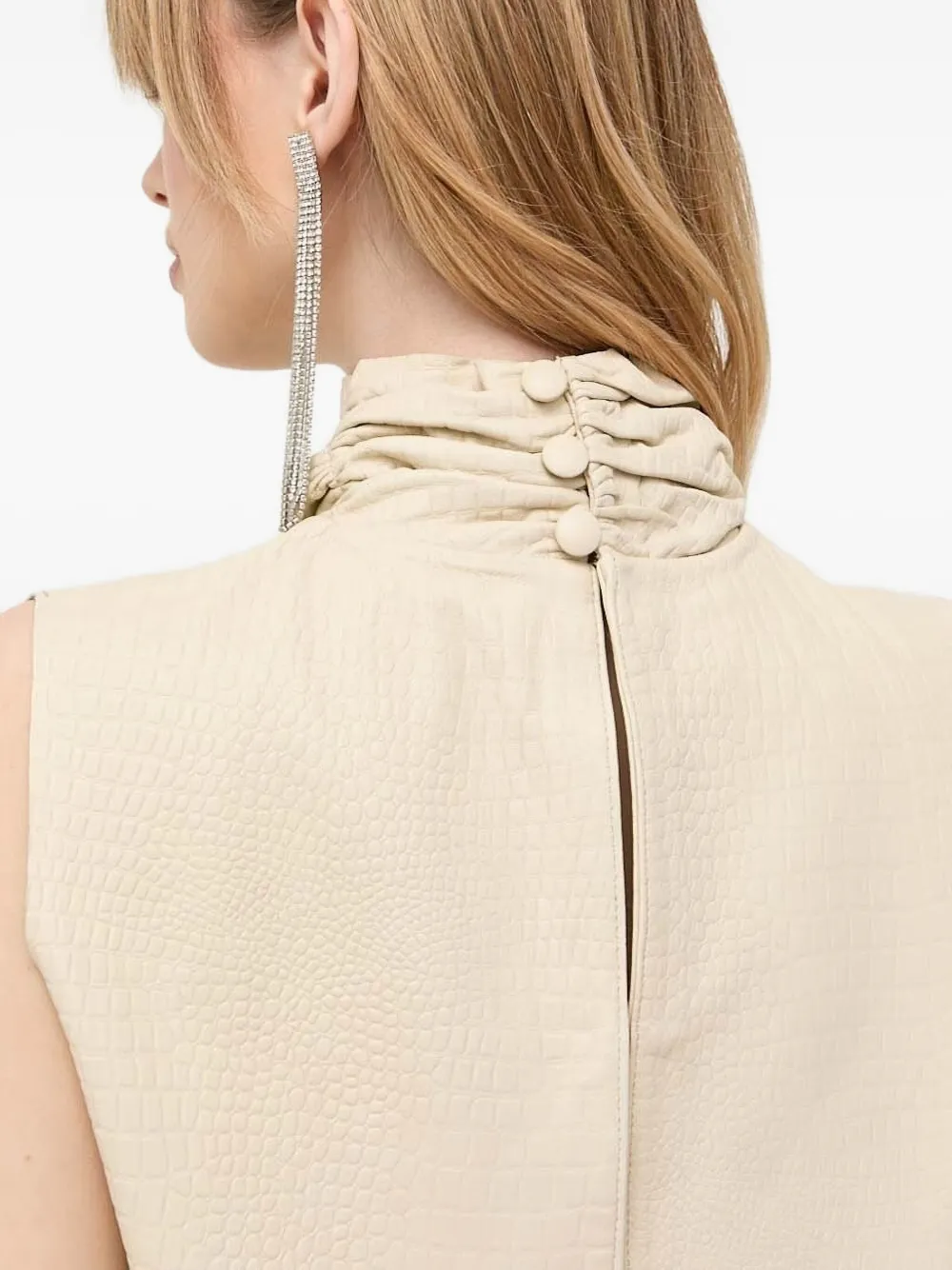 Notes Du Nord Leather High-neck Vest In Neutral