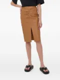 Notes du Nord leather front-slit midi skirt - Brown