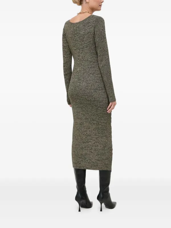 square neck ribbed midi dress SQUARE NECK RIBBED MIDI DRESS SHOP DDMINE