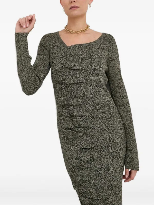 Notes du Nord Square-Neck Ribbed Midi Dress - Green