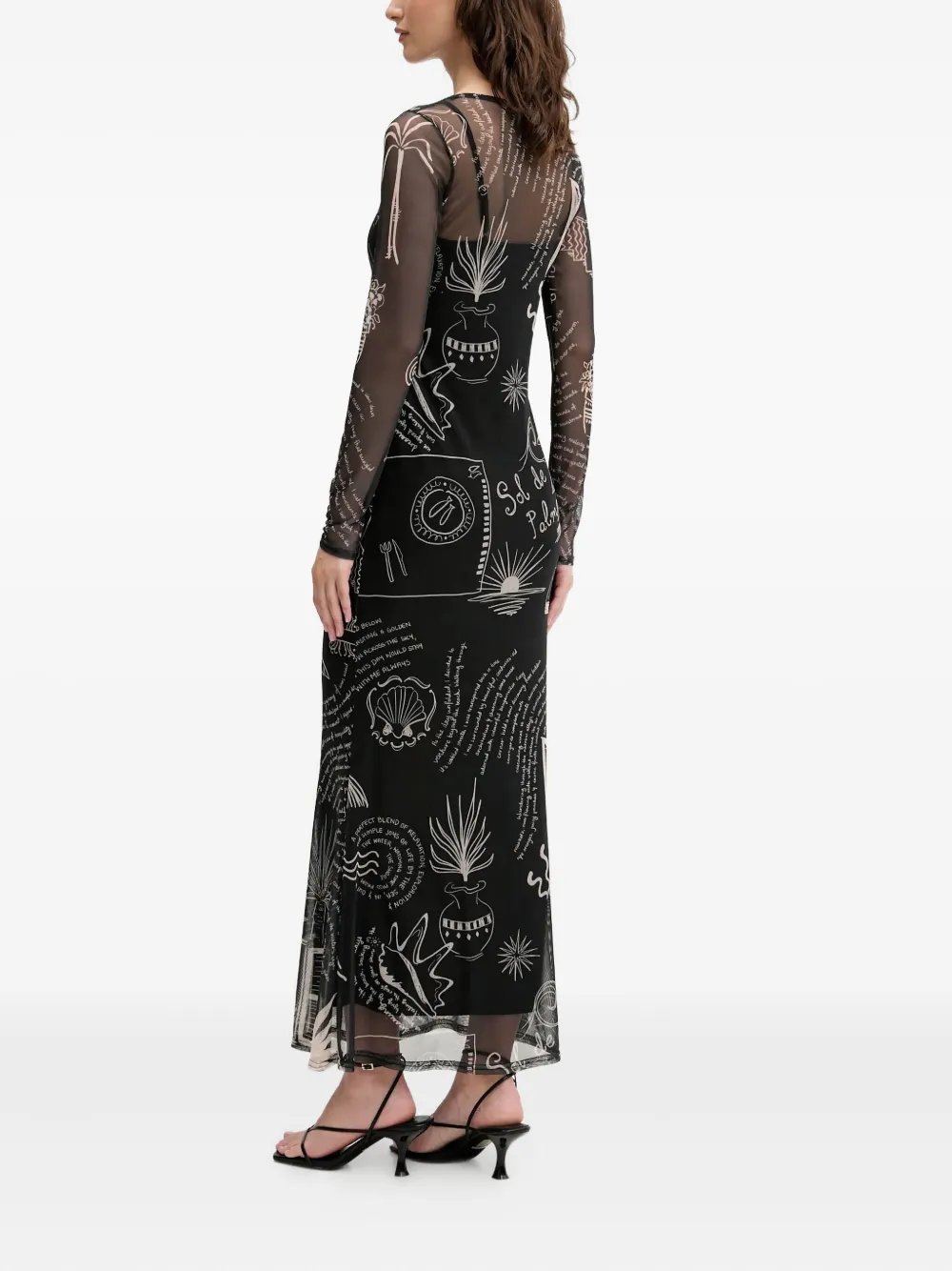 NEVER FULLY DRESSED long-sleeve graphic-print dress - Zwart