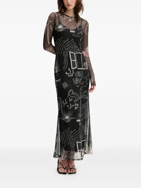 NEVER FULLY DRESSED vestido manga larga con estampado gráfico