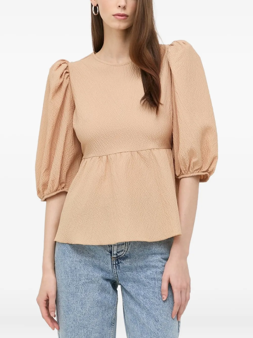 Notes Du Nord Puff-sleeve Blouse In Neutral