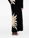 NEVER FULLY DRESSED leaf-print ribbed skirt - Black