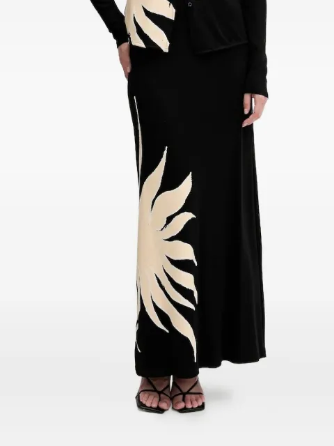 NEVER FULLY DRESSED leaf-print ribbed skirt