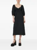Notes du Nord puff-sleeve eyelet-trimmed midi dress - Black