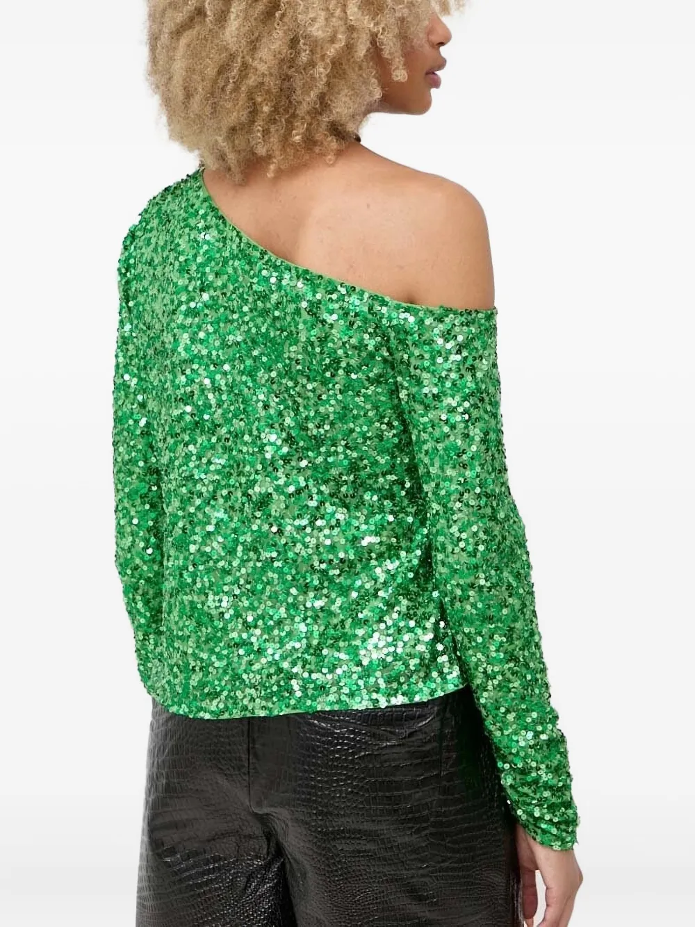 Notes du Nord one-shoulder sequin-embellished blouse - Groen