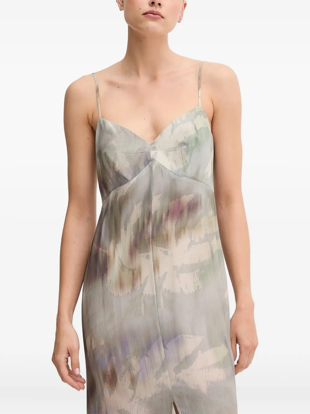 Sandro Ferrone abstract-print maxi dress Grijs