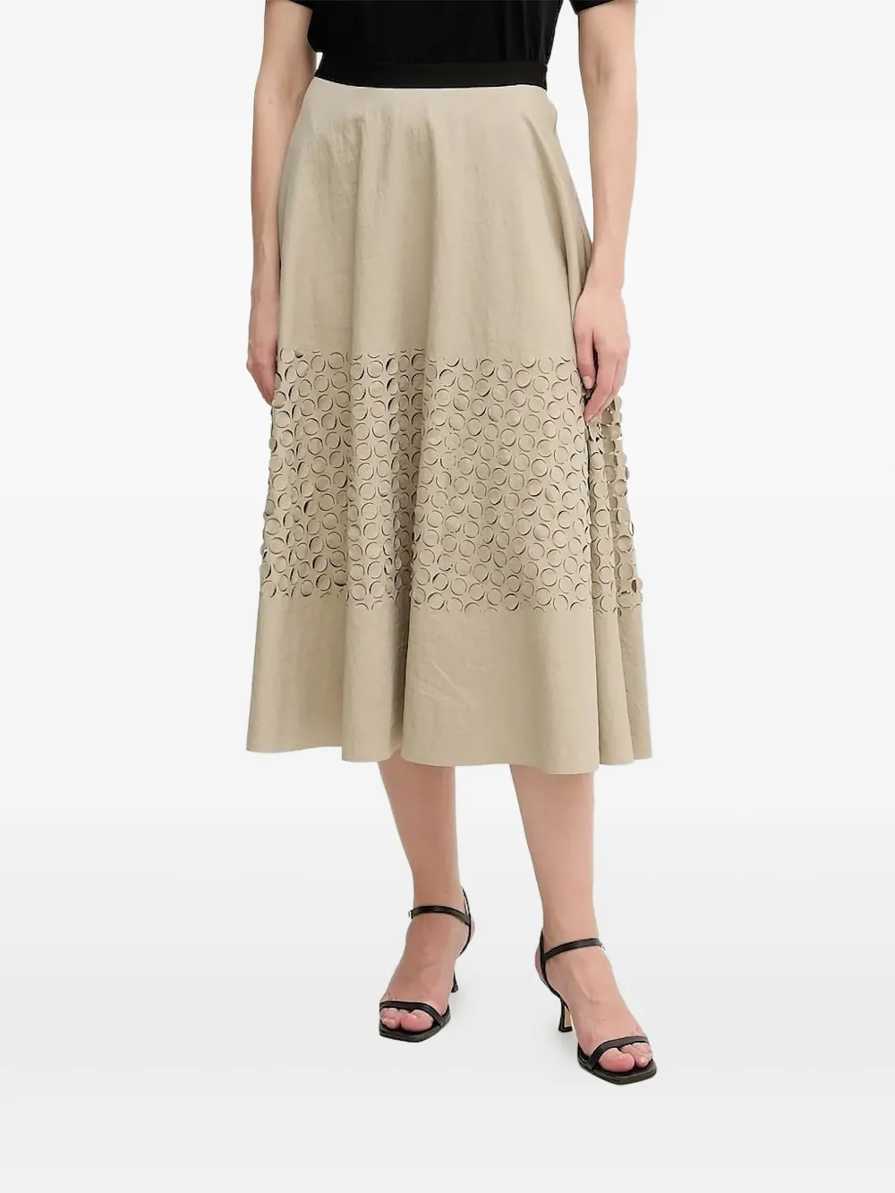 Sandro Ferrone Circle-cut A-line Midi Skirt In Neutral