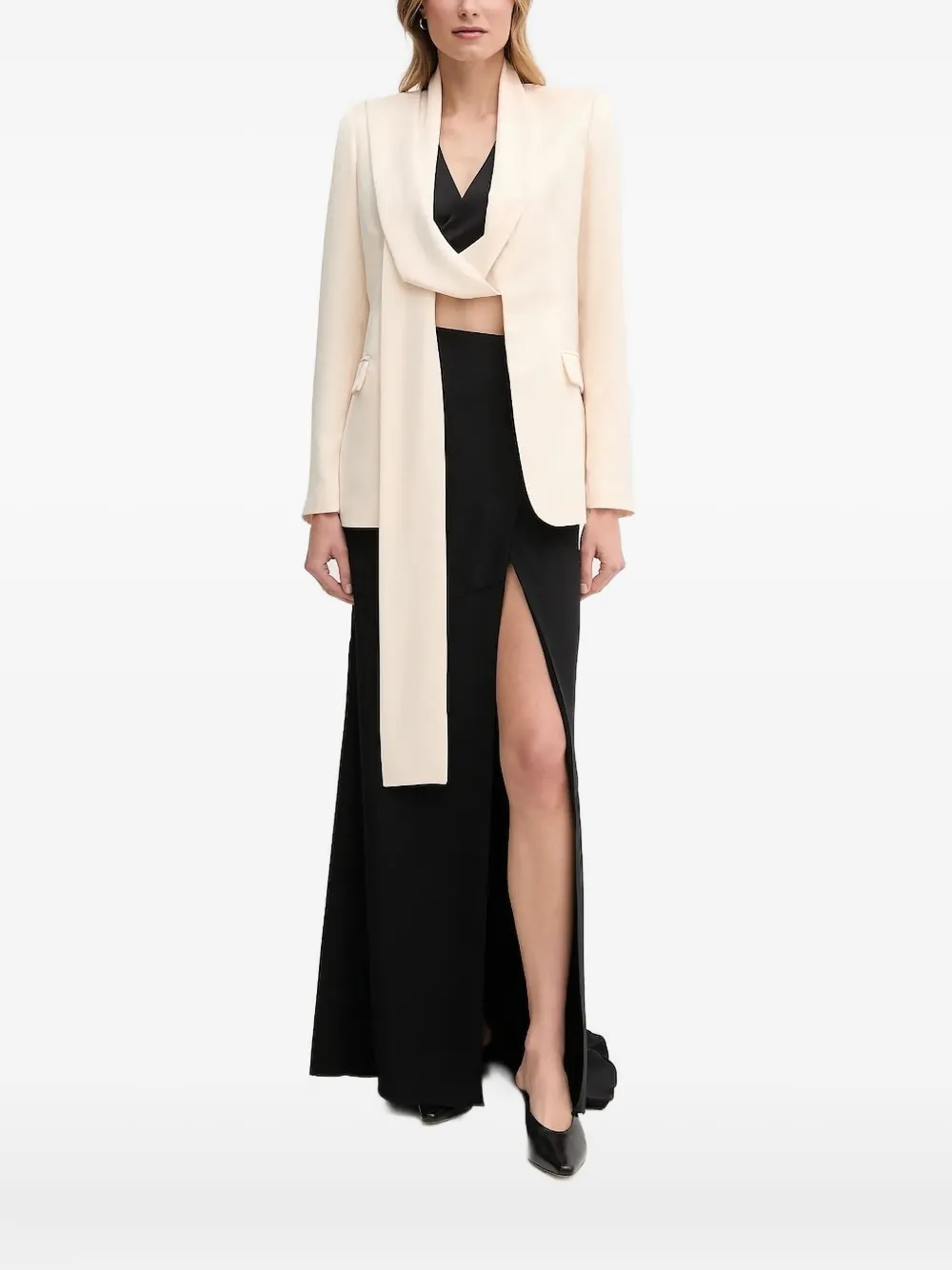 Sandro Ferrone Self-tie Wrap Jacket In Neutral