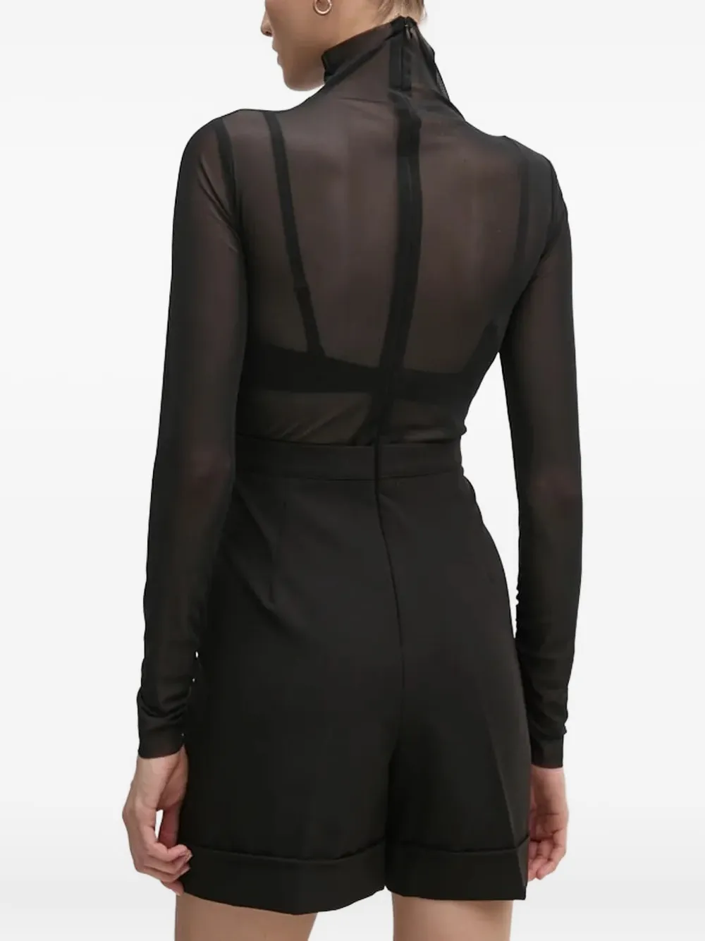 Sandro Ferrone high-neck mesh bodysuit - Zwart