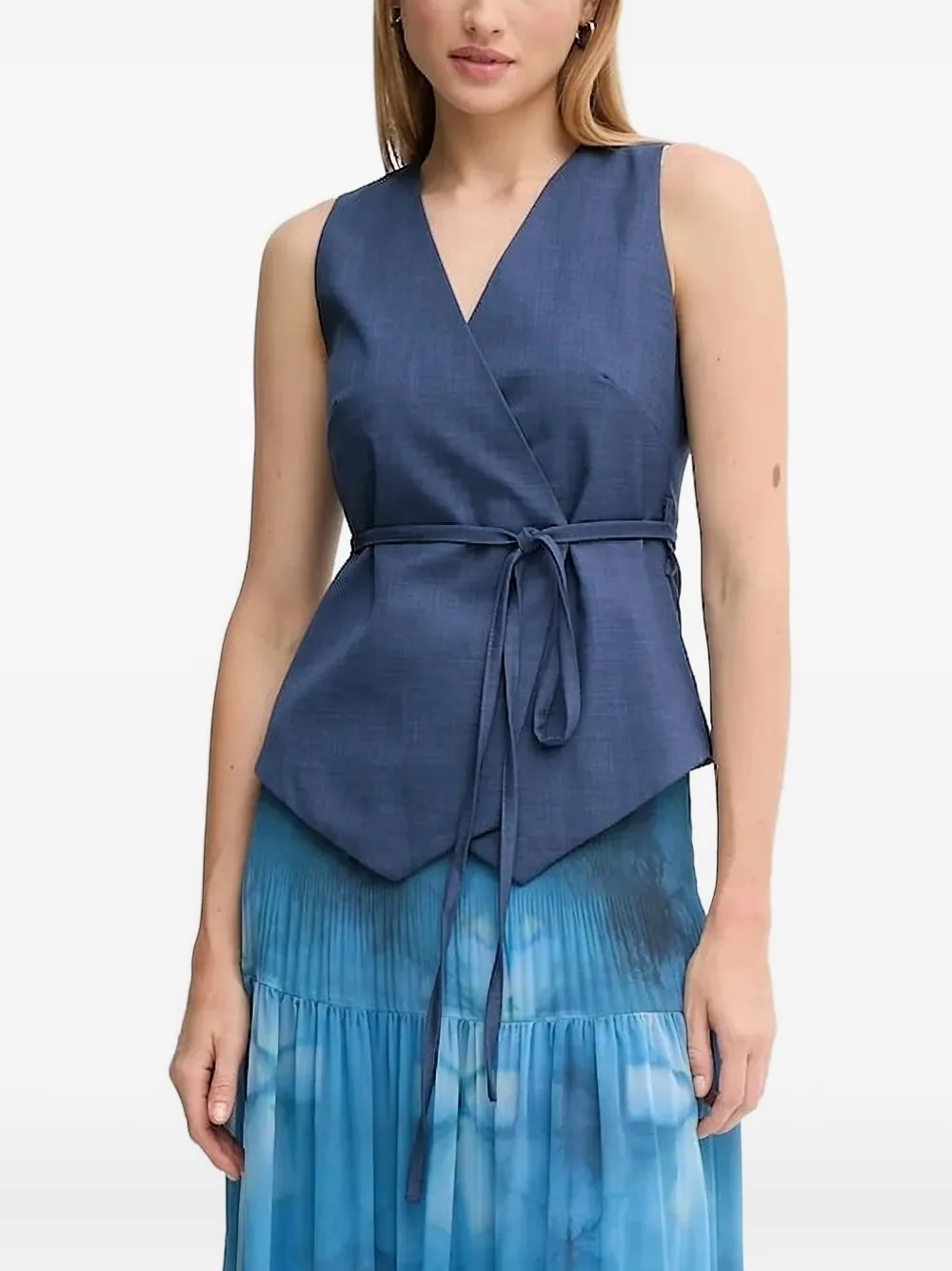 Sandro Ferrone Wrap-effect Sleeveless Top In Black