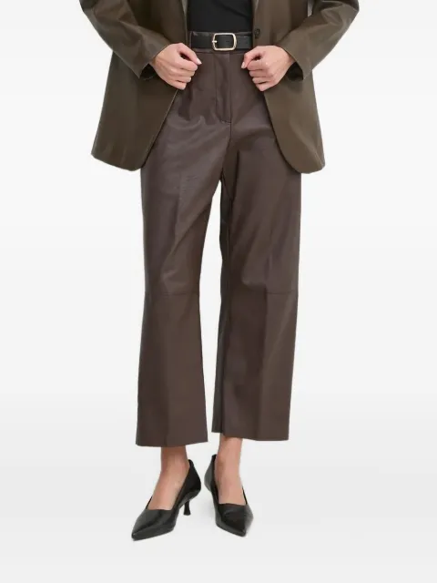Sandro Ferrone button-fastening leather effect trousers