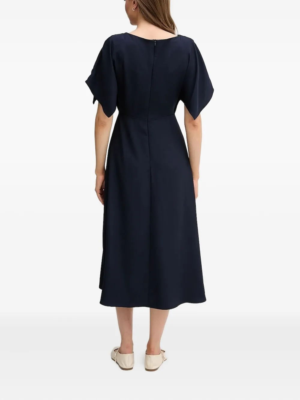 Sandro Ferrone short-sleeve A-line midi dress Blauw