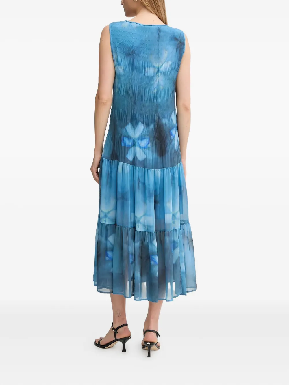 Sandro Ferrone floral-pattern tiered midi dress - Blauw