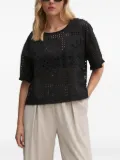 Sandro Ferrone eyelet-embroidered short-sleeve blouse - Black