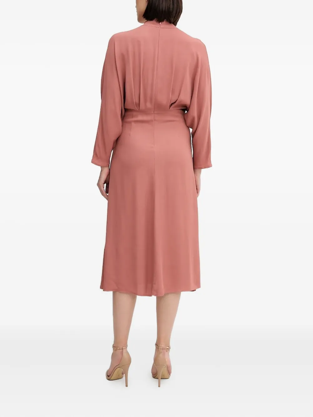 Sandro Ferrone V-neck gathered midi dress Roze