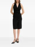 Sandro Ferrone wrap-neck sleeveless midi dress - Black