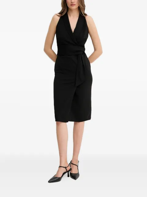 Sandro Ferrone wrap-neck sleeveless midi dress