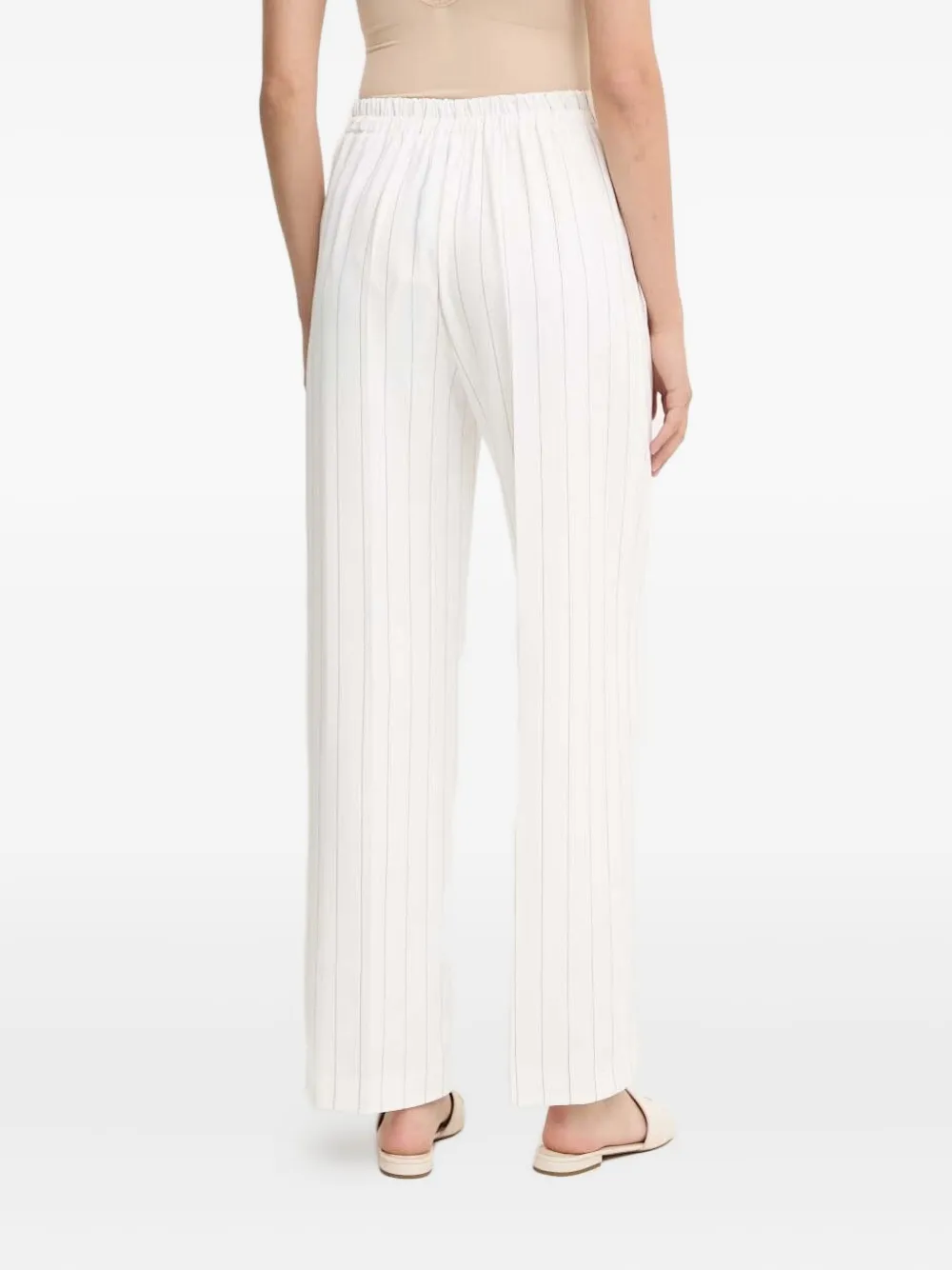 Sandro Ferrone Broek met elastische taille en krijtstreep Wit