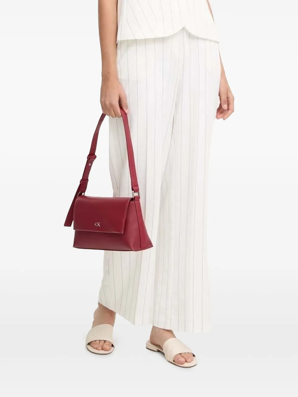 Sandro Ferrone Broek met elastische taille en krijtstreep Wit
