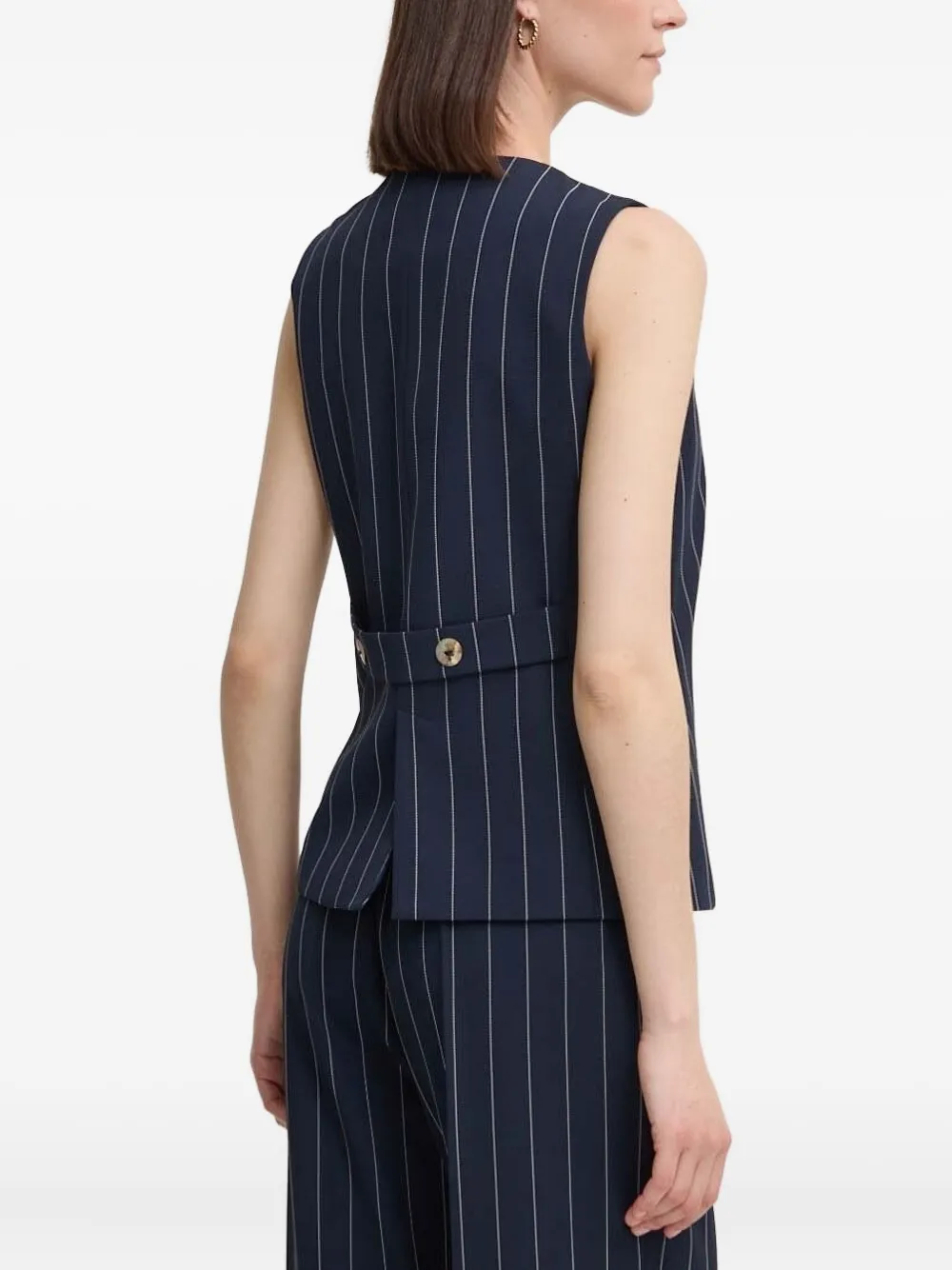 Sandro Ferrone Mouwloze top met krijtstreep Blauw