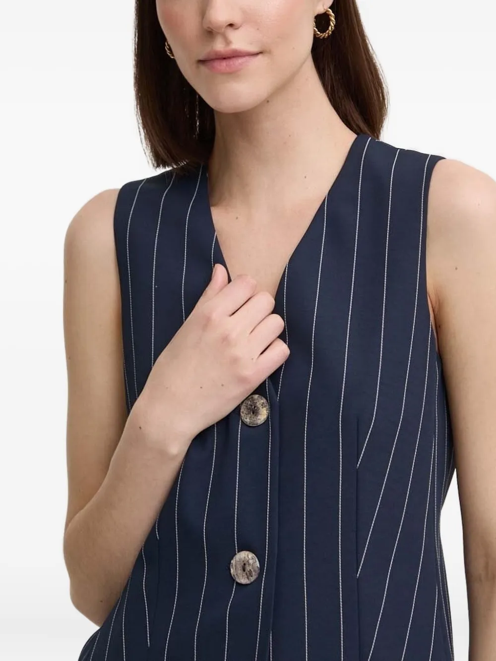 Sandro Ferrone Mouwloze top met krijtstreep Blauw