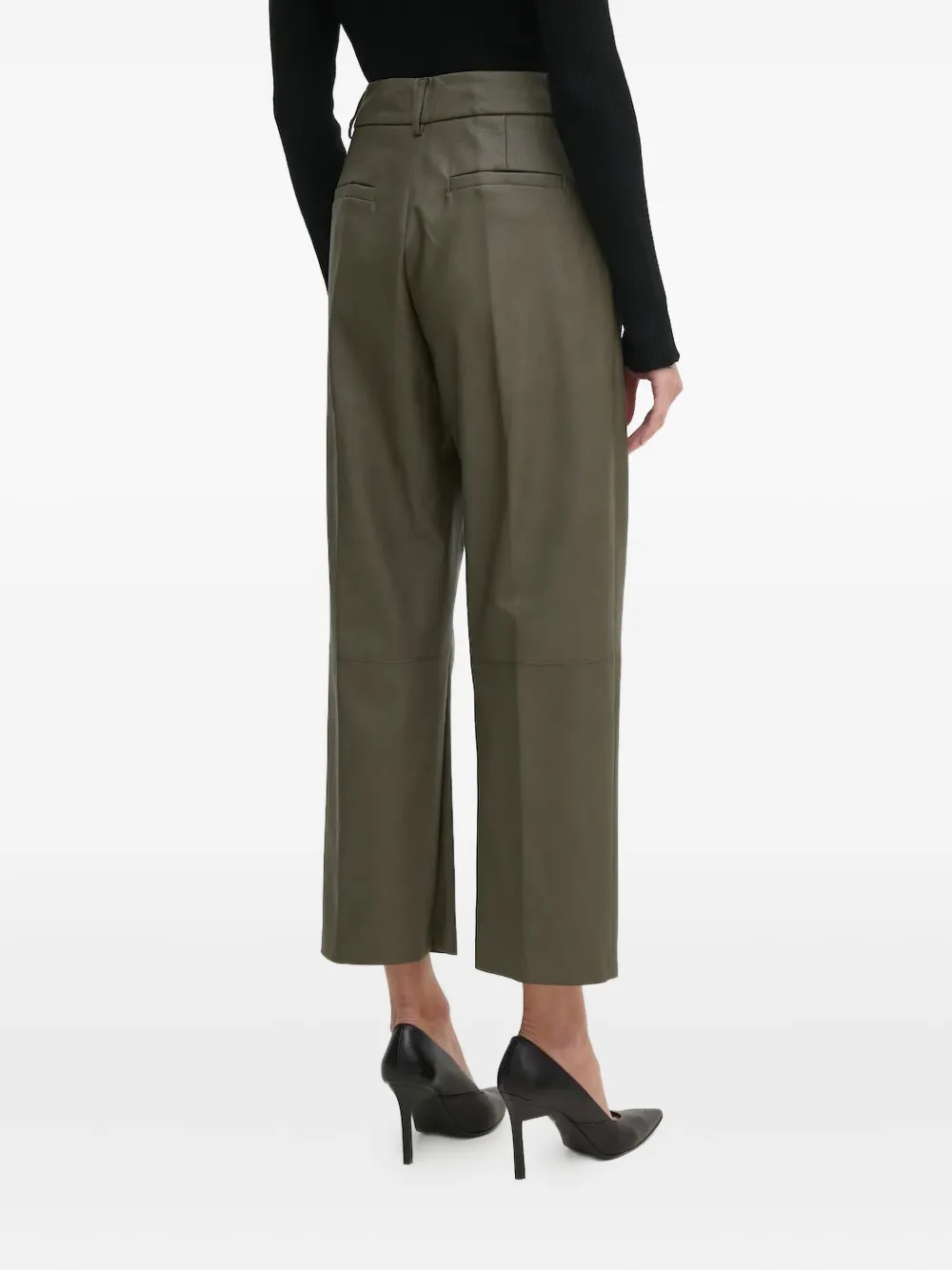 Sandro Ferrone pleated leather trousers - Groen