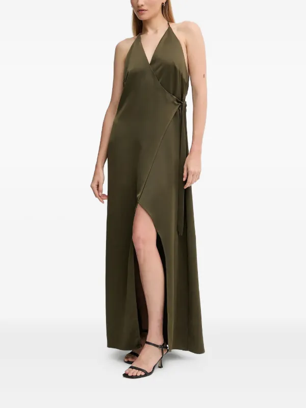 Sandro Ferrone Halterneck Maxi Dress - Green