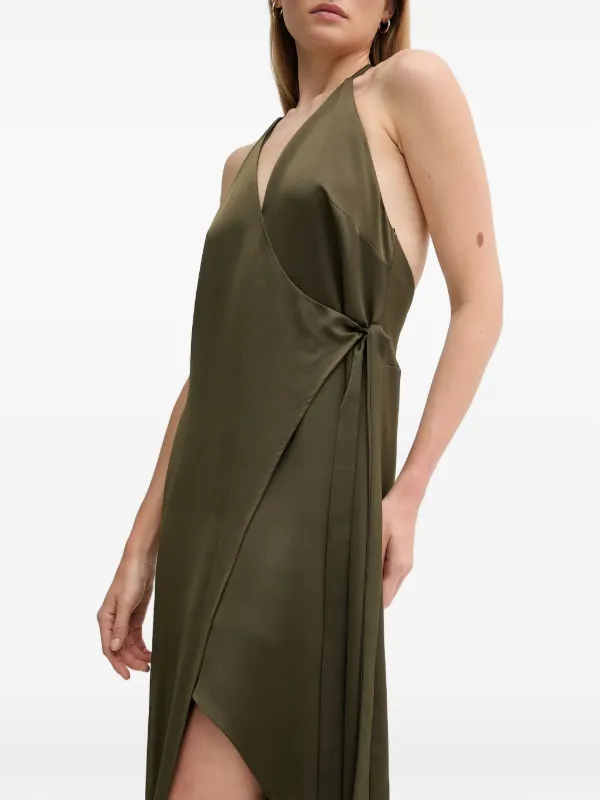 sandro green silk dress Ferrone Halterneck Maxi | Sandro robe