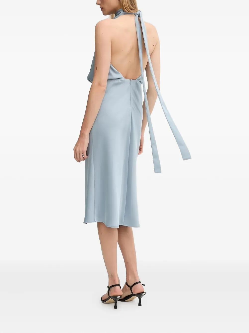 Sandro Ferrone cowl-neck halter midi dress Blauw