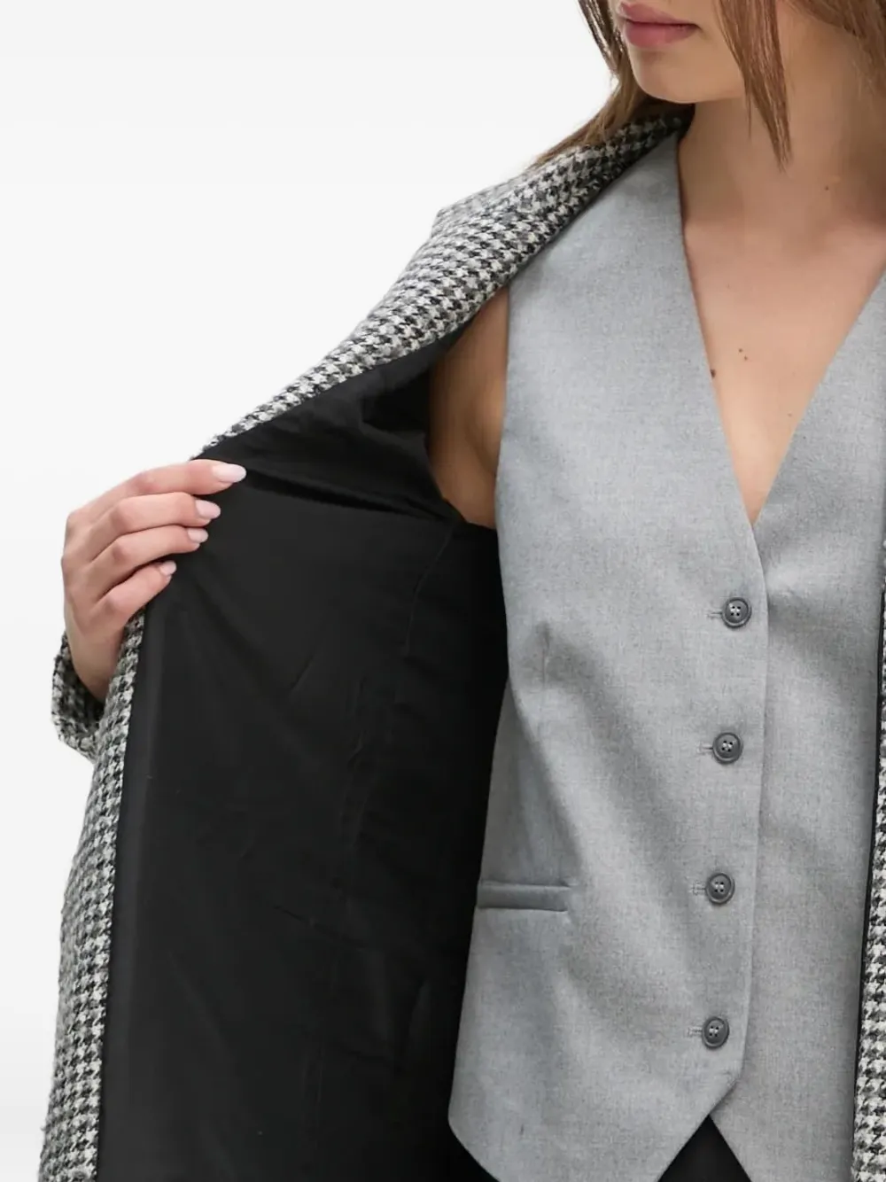 Sandro Ferrone Houndstooth-pattern Blazer In Gray