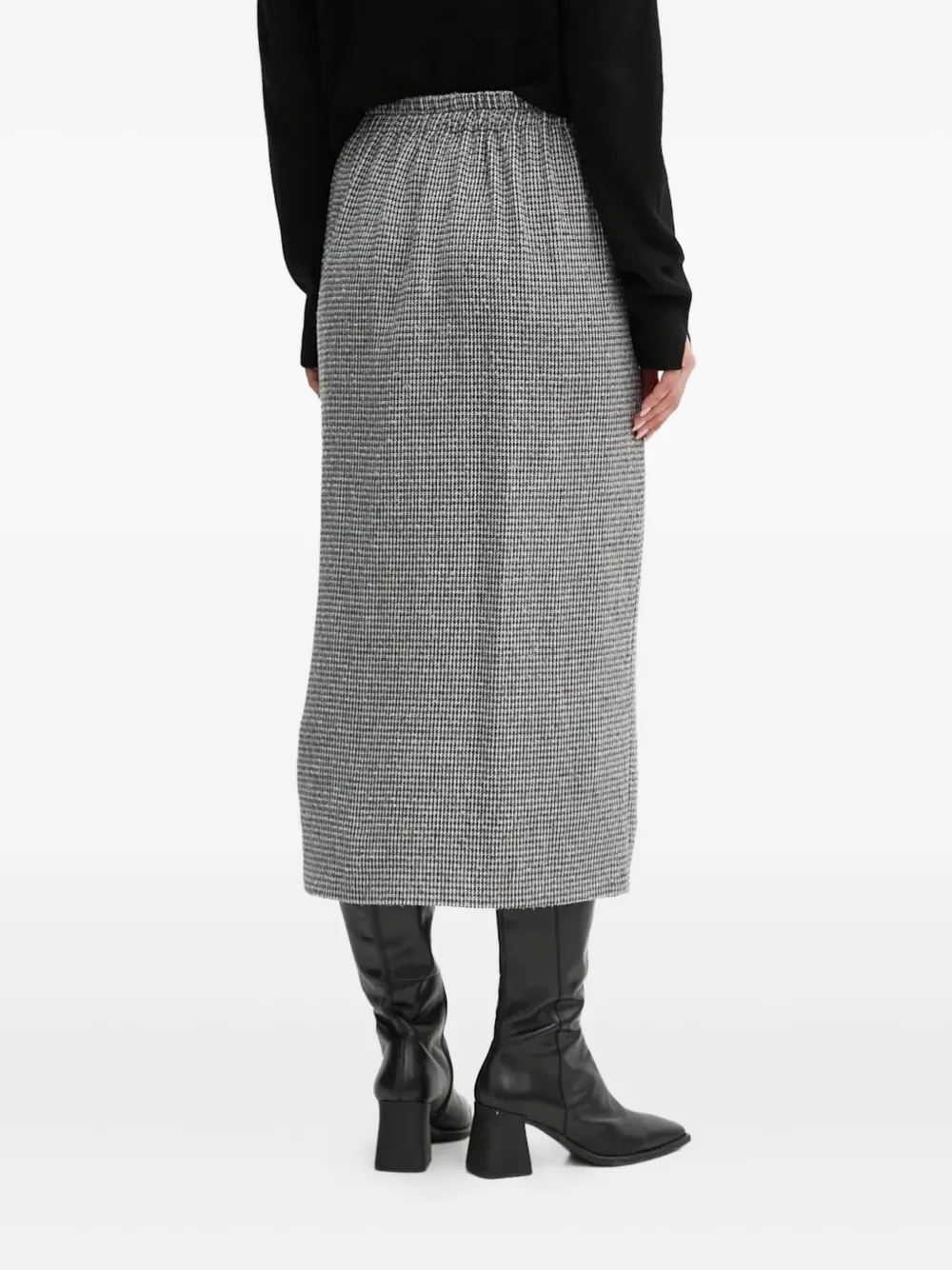 Sandro Ferrone Houndstooth Pocket Midi Skirt In Gray