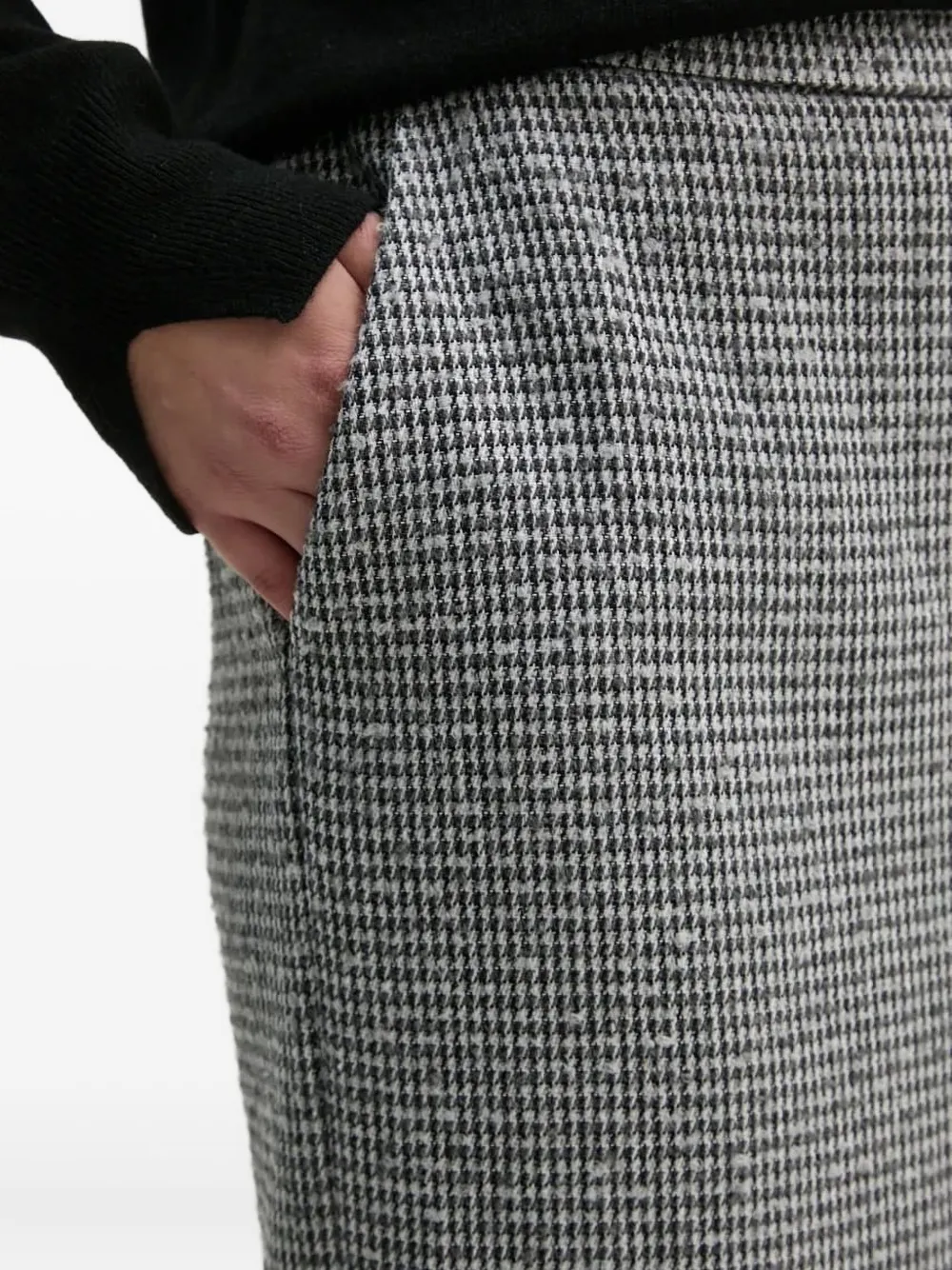 Sandro Ferrone Houndstooth Pocket Midi Skirt In Gray
