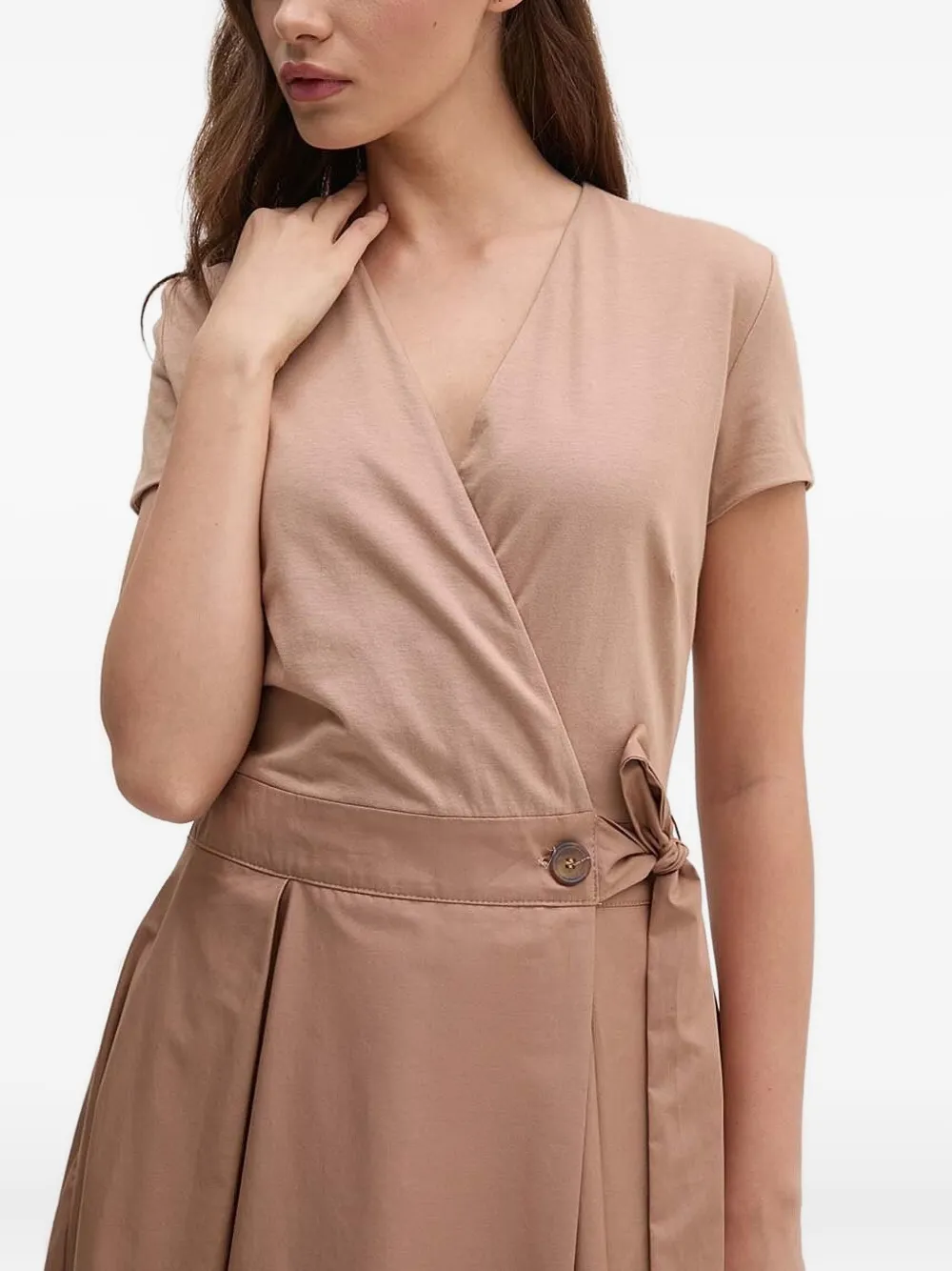 Sandro Ferrone Jurk met wikkelvoorkant Beige