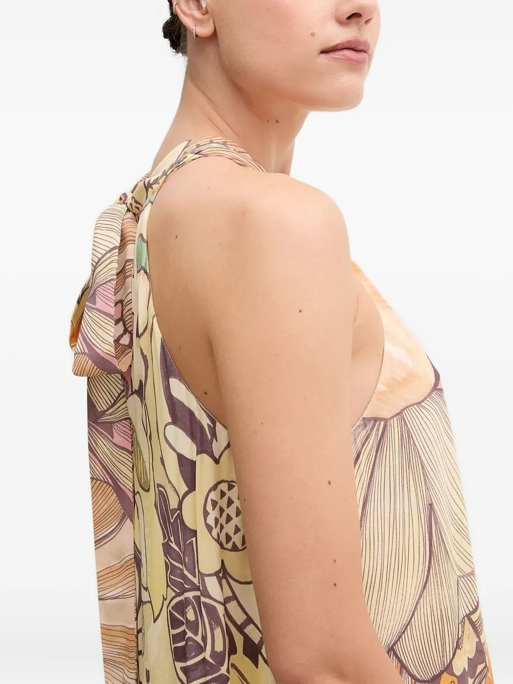Sandro Ferrone halter-neck floral-print maxi dress Beige