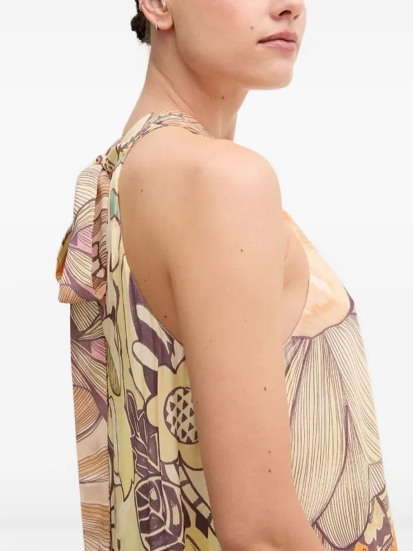Sandro Ferrone halter-neck floral-print Maxi Dress | Neutrals | FARFETCH GE