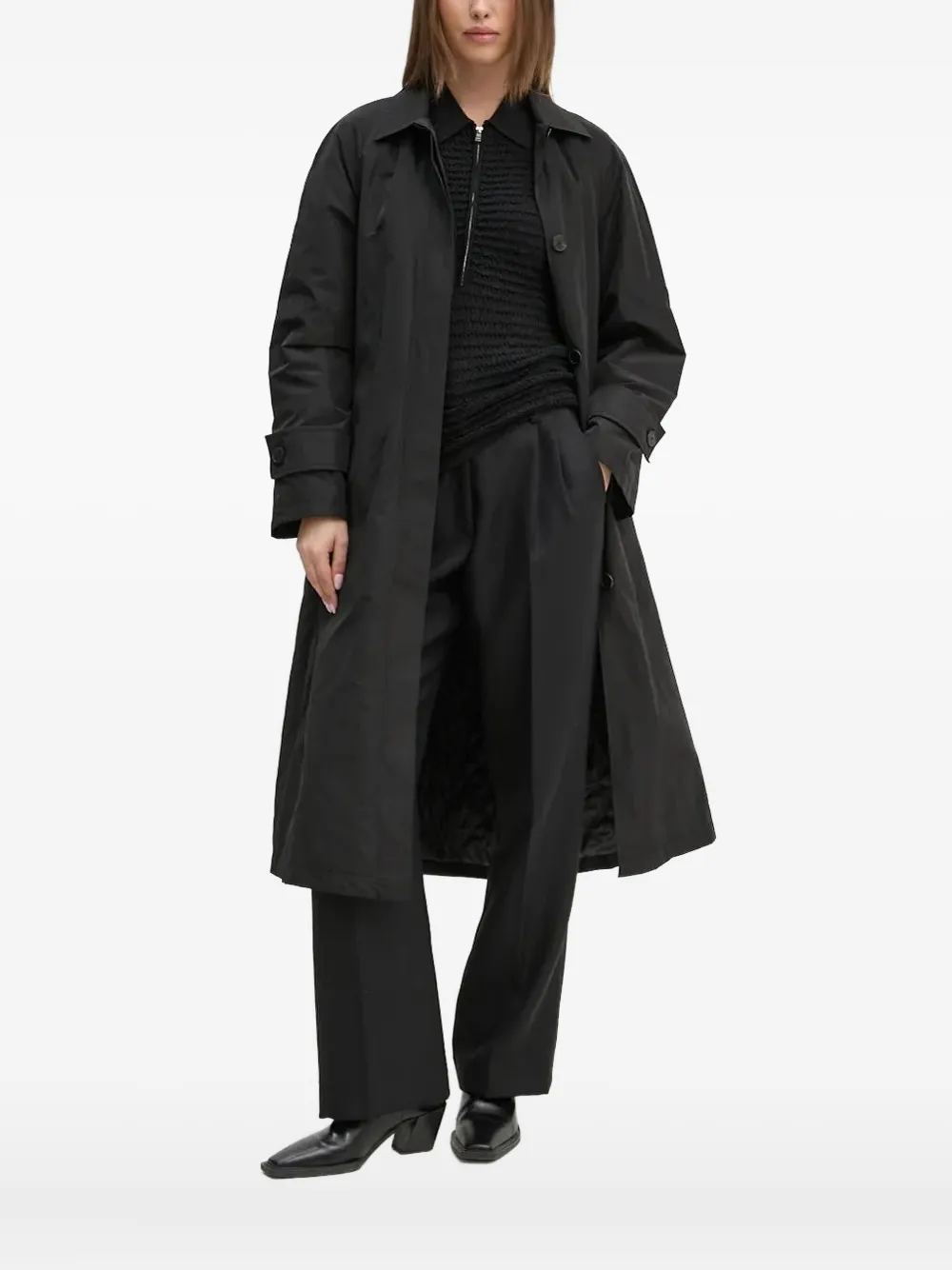 Sandro Ferrone Button-fastening Coat In Black