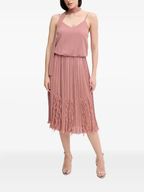 Sandro Ferrone pleated fringe midi dress