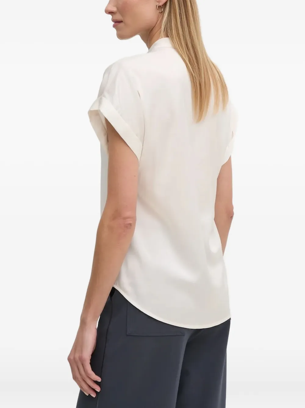 Sandro Ferrone keyhole-neckline short-sleeve top - Wit