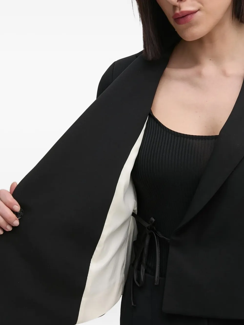 Sandro Ferrone Asymmetrische gedrapeerde blazer Zwart