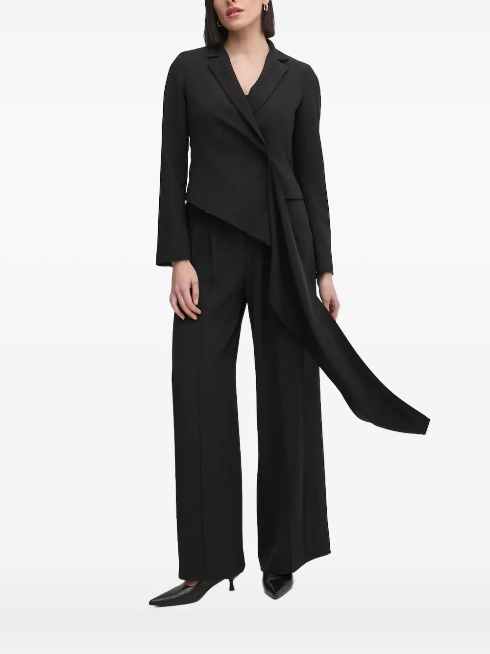 Sandro Ferrone Asymmetric Draped Blazer In Black