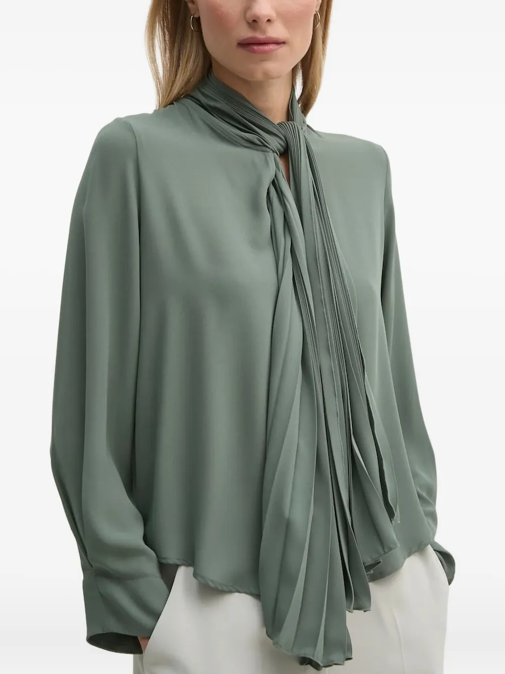 Sandro Ferrone Blouse met geplooide hals Groen