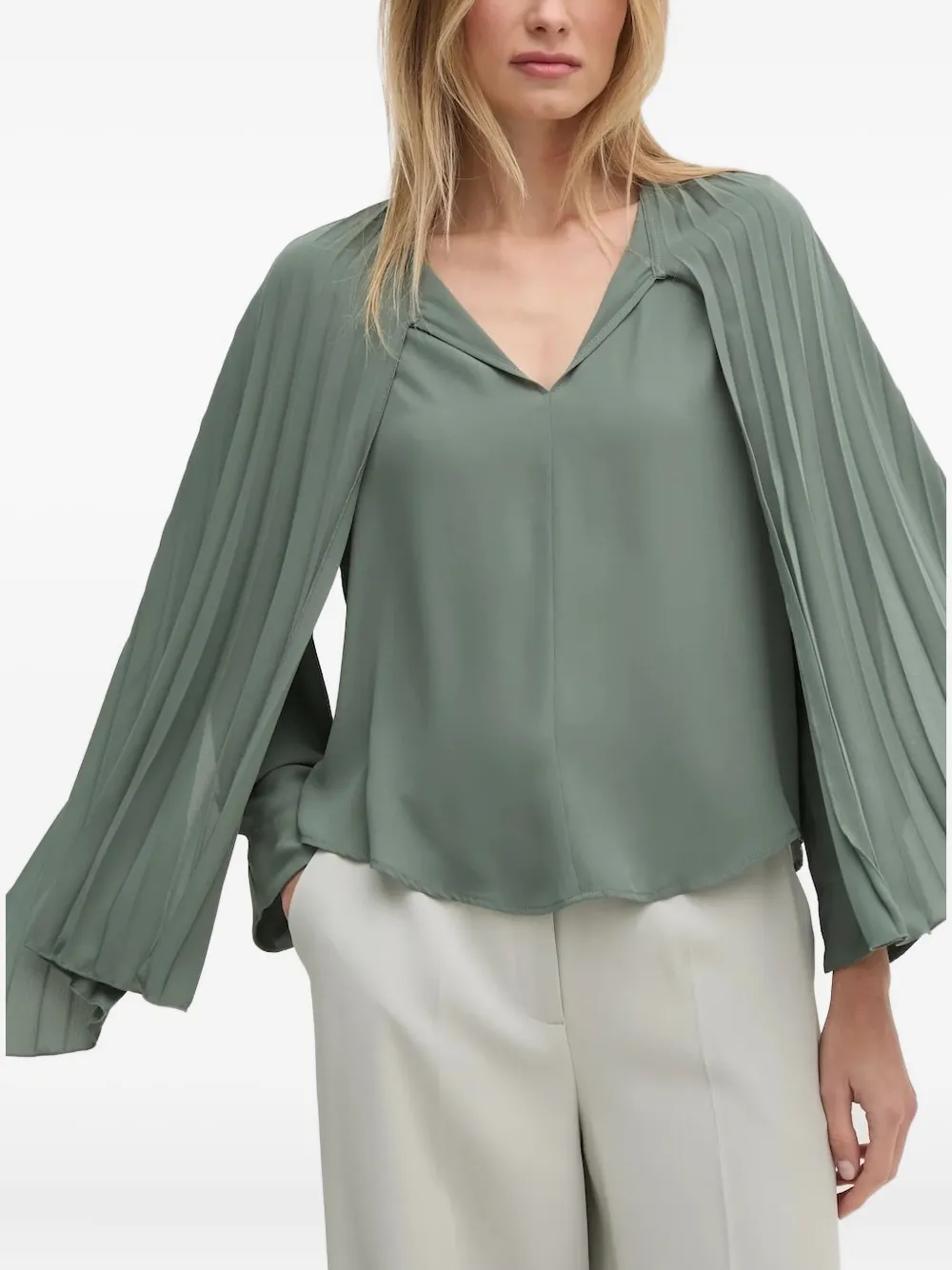Sandro Ferrone Blouse met geplooide hals Groen