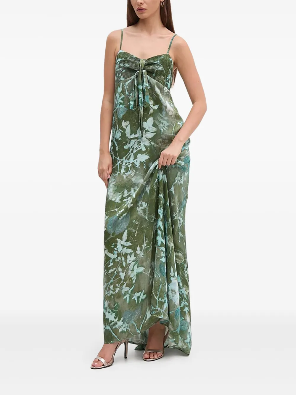 Sandro Ferrone pleated tie-front maxi dress | Green | Image 1